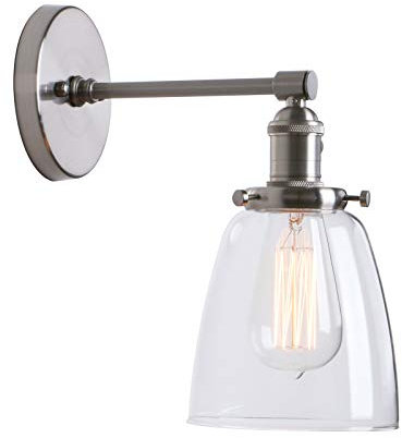 Phansthy Vintage Wandleuchte Moderne Wandlampe Deckenglocken klarglas Wandleuchten Wandbeleuchtung Industrie Loft-Wandlampe Antik Deko Design Wandbeleuchtung Spiegeleuchte(Gebürsteter Edelstahl Farbe)