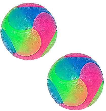 Rolin Roly Leuchtend Glow Ball Blinkender Hundeball und Spielzeug für Hunde Bissfest (2PK Smooth Ball)