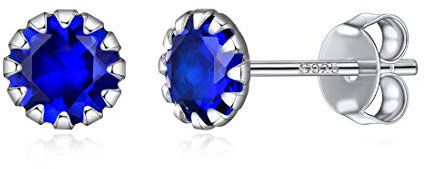 ChicSilver damen Geburtsstein Ohrstecker Silber September Birthstone Ohrstecker Simulierter Saphir Blau Stein Schmuck Für Mädchen Mama