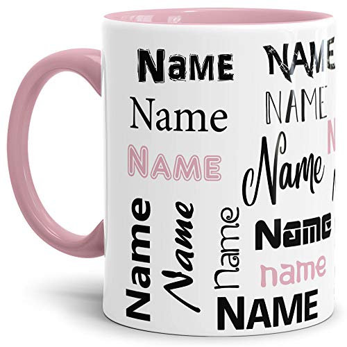 Tasse mit Name - Individuell/Personalisiert/Geschenk-Idee/Schön/Rosa
