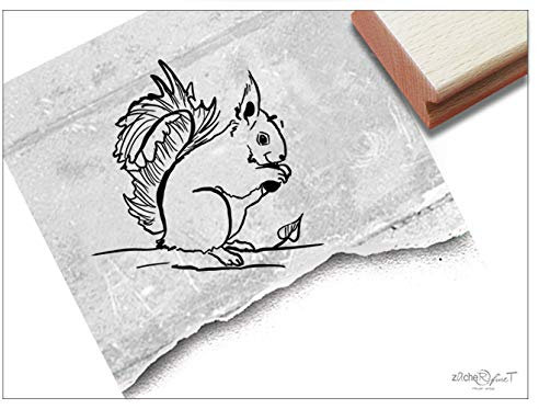 Stempel Tierstempel Eichhörnchen - Waldtier Kinderstempel Geschenk für Kinder Kita Kinderzimmer Schule Einschulung Basteln Deko - zAcheR-fineT