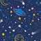 Pingianer 100x160cm Mond Weltraum 100% Baumwolle Baumwollstoff Kinder Meterware Handwerken Nähen Stoff (Planeten Blau Gelb, 100x160cm (11,99€/m))