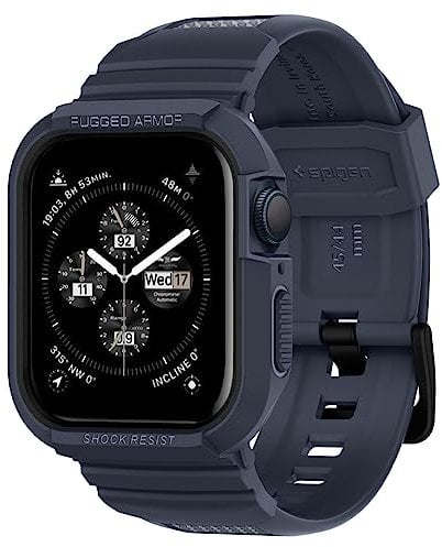 Spigen Funda y Correa Rugged Armor Pro Compatible con Apple Watch Series 9 8 7 45mm y Series SE2 6 5 SE 4 44mm - Gris Oscuro