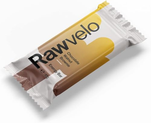 Rawvelo Energy Bars - Chocolate Walnut Brownie - Wheat & Gluten Free, Vegan Protein Bar, Low on Glycemic Index - Plant-based Sports Nutrition - 23.2g Carb, 4.3g Protein - 12x45g