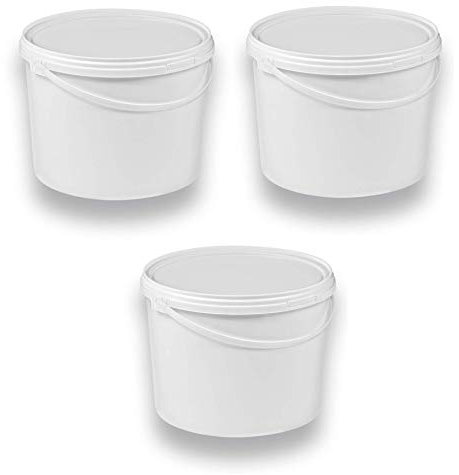 3 seaux de 10 litres avec couvercle blanc, seaux à lait/stockage empilables, seaux à miel, seaux en plastique avec agrément alimentaire, récipients alimentaires, seaux vides pour farine, seaux à eau, 3 pièces
