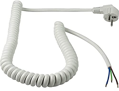 as - Schwabe Anschluss-Spiralkabel, 1m auf 4m dehnbare Spiralleitung mit Schutzkontaktwickelstecker, 230 V, 16 A Verlängerungskabel, IP20, weiß, 70427
