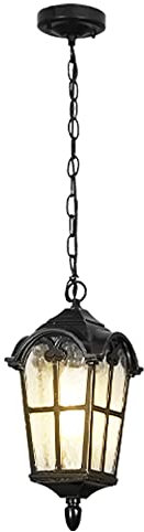 Mengjay E27 Hängelampen Außen Pendelleuchte Schwarz Retro IP44 Decken Vintage Industrielle Eisen Deckenbeleuchtung Regendichte Wasserdichte Pavillon Villa Loft Kronleuchter Aussenleuchte (A) (G)