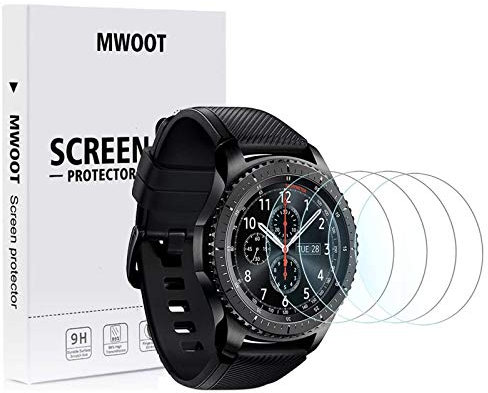 MWOOT 4PCS Glass Screen Protector Compatible with Samsung Galaxy Watch 3 45MM, 9H Hardness Anti-Scratch Tempered Glass Protector for Samsung Watch 3 SM-R840/R845 Smartwatch Screen Protection