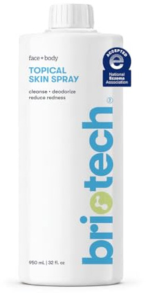 BRIOTECH Topisches Hautspray, hypochlorige Säure für Körper und Gesicht, Augenlidreiniger, HOCl Gesichtsnebel, Unterstützung gegen Irritationen, beruhigt Rötungen, beruhigt Fuß und Kopfhaut, 1 Liter