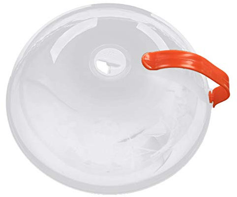 CHICTRY Microwave Splatter Cover Microwave Plate Cover Guard Lid with Steam Vent Holes Keeps Food Fresh and Microwave Oven Clean Transparent Orange Handle
