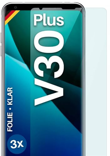 moex für LG V30 Plus Schutzfolie Displayschutz Folie Ultra-klar HD 0,2 mm kompatibel mit jeder Hülle, Anbringen ohne Blasen, Handyfolie Extra Kratzfest, FlexProtect 3 Stück