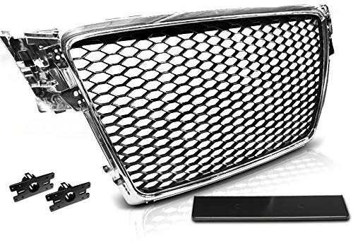V-MAXZONE PARTS Griglia anteriore cromata stile RS compatibile con Audi A4 B8 berlina Avant 2008-2011, griglia a nido d'ape
