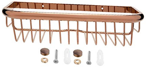 New Lon0167 12-inch Length Brass Rectangle Shape Bathroom Shower Caddy Basket Rose Gold(12-Zoll-Länge Messing Rechteck Form Bad Dusche Caddy Korb Rose Gold