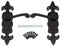 EAI Black Fleur De LYS Door Handles | 1 Pair of Black Antique, Cast Iron Internal Lever Latch Handles on Backplate