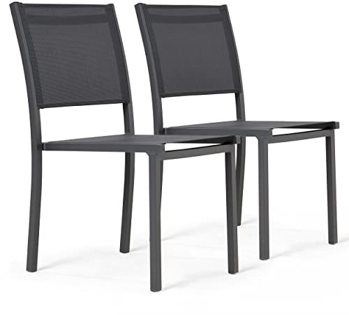 Oviala 2 Terrassenstühle, Aluminium und Textilene, Grau