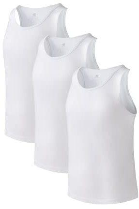 DAVID ARCHY Unterhemd Herren Tank Top 3er Pack aus Stretch-Baumwolle mit Rundhalsausschnitt (Weiß, M)