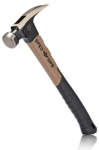 Spec Ops Tools 20 oz Fiberglass Hammer, 13 Inch, Rip Claw, Shock-Absorbing Grip, 3% Donated to Veterans