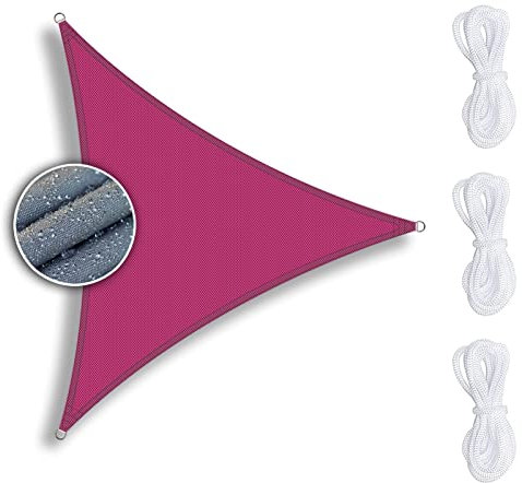 ZQXFZ Voile d Ombrage Triangulaire 2.4x2.4x2.4m Rose Rouge, Voile d Ombrage Tissu Imperméable Bloque 90% des UV Indéchirable, Toile Ombrage pour Pergola Plein air Terrasse