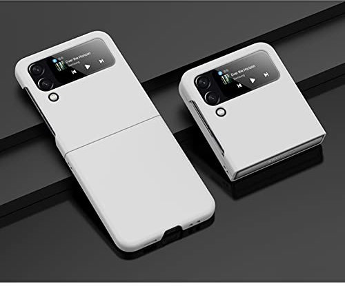 Hauw Funda Galaxy Z Flip 4 5G,Funda de Teléfono Plegable Antideslizante Ultradelgada para PC Duro para Samsung Galaxy Z Flip 4 5G 2022,Blanco