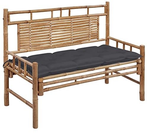 Chenshu Gartenbank mit Auflage, Terrassenmöbel, Outdoor Bank, Parkbank, Friesenbank, Wetterfeste Bank, Deko Bank, Garten Banken, Gartenmöbel, 120 cm Bambus