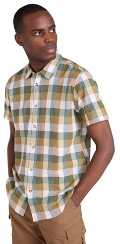Mountain Warehouse Weekender Short Sleeved Mens Shirt - 100% Cotton Shirt, Lightweight Casual Top, Breathable, Comfortable - Spring Summer, Walking, Camping Bright Orange S