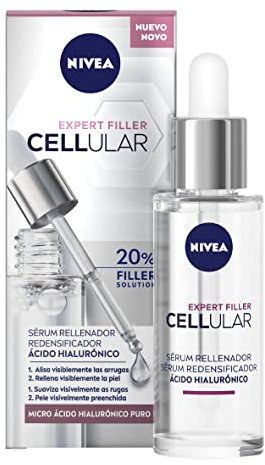 NIVEA Cellular Expert Filler - Sérum Rellenador de Arrugas - Con Micro Ácido Hialurónico - Sérum Facial Hidratante y Antiedad - Alisa las Arrugas - Textura Ligera - Todo Tipo de Piel - 30 ml