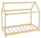 ML-Design Kinderbett 70x140 cm Natur mit Matratze, Dach und Lattenrost, Hausbett für Mädchen und Jungen, Kinderhaus aus Kiefernholz, Bodenbett Jugendbett, Holzbett Kinder Bett, Bettenhaus Spielbett