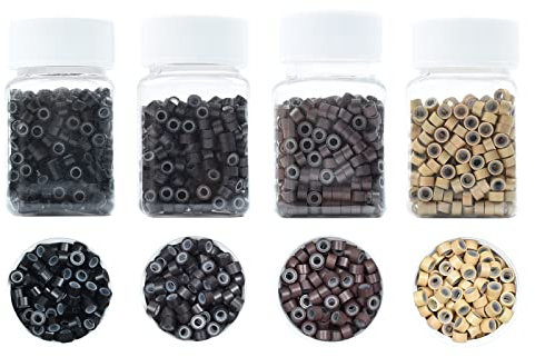 Yamel Micro Links Bead Hair Extensions Rings 500 Pieces 5mm Black Silicone Lined Beads for Human Hair Extensions