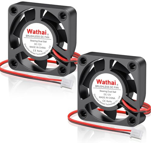 Wathai 40mm x 10mm DC 12 Volt Brushless Cooling Fan Dual Ball 12V Replacement Fans for DIY 3D Printer, Amplifier, Computer, Devices, Battery Chargers, Raspberry pi, Laptops, and DVRS Cooling 2Pack