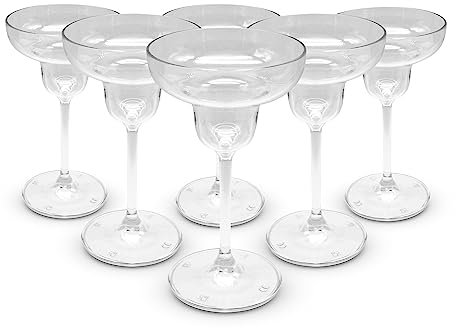 DOJA Barcelona | Verre Cocktail Plastique | Pack 6 | Verre Margarita | 180X106X2mm | en Plastique Transparente Polycarbonate | Verre a Cocktail 25CL | pour Gobelet Plastique Reutilisable, Verre a Vin