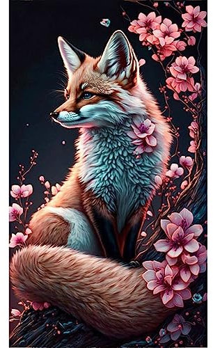 Starnearby Broderie Diamant Grand Format Animaux Renard Diamond Painting Grande Taille 5d Bricolage Diamant Rond Mosaïque Diamant Peinture Point de Croix Peinture Diamant Grand Modèle 40x70cm