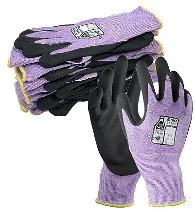 NITREX 285RP 5 Pairs of Work Safety Gloves with NitreGrip® Technology, Sandy Nitrile Palm Coated, Touchscreen Gloves, Size 9, Large