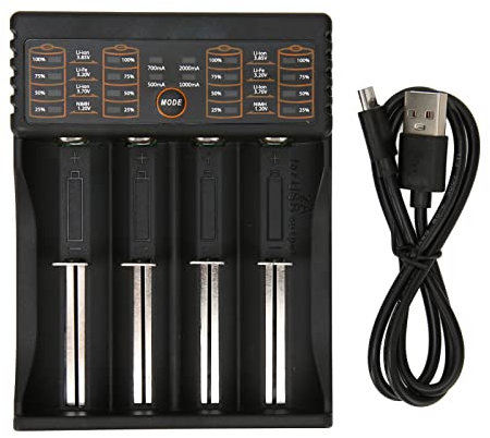 4 Bay Battery with USB Output LED Light Universal Smart for Li Ion IMR 18650 26650 RCR123A 14500 16340