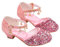 Scarpe da ragazza con tacco basso strass, archi, tacco basso, principessa, festa di nozze per bambini, bambini piccoli Eva 38, Rosa A, 31 EU