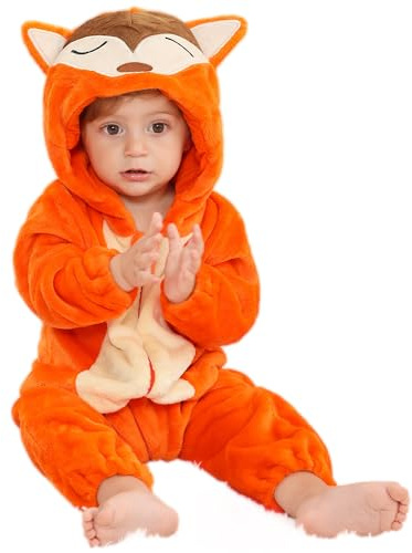 HAHASHOW BéBé Grenouillères Animal Pyjama Barboteuse 2-36 Mois | Avec capuche, fermeture éclair double sens, en flanelle, lavable en machine, idéal pour le carnaval, Halloween et Pâques