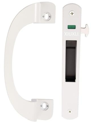 XIUXLI Serrure Porte Coulissante, Verrou de Porte Poignée Avec, Crochet de Fenêtre Verrou de Verrouillage Simple Face Pour Portes Mobiles, Fenêtres, Portes Coulissantes en Verre(White)