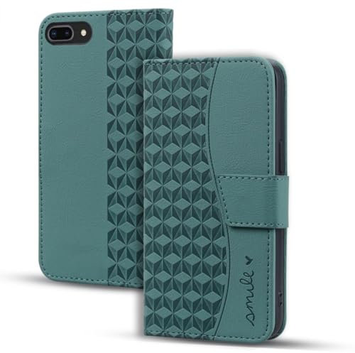 Vaitasy Custodia per iPhone 8 Plus Cover Anti Graffio Pelle PU Magnetico Protettiva Custodia con Flip Portafolio per iPhone 7 Plus - Verde