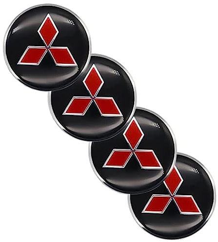 Pack of 4 Hub Caps für Mitsubishi Eclipse Spyder Pajero Sport Endeavor ASX, Car Wheel Centre Caps Alloy Wheel Rim Caps Hub Cap für Wheel Caps, Car Decoration Badge Accessories,A-Black