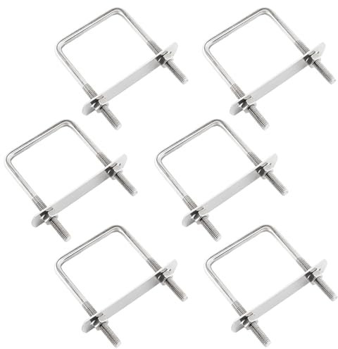 TOKSEO 6 tornillos de perno en U, perno en U con rosca M6, pernos en U, tornillos cuadrados de acero inoxidable en U con tuercas, placa de marco, arandelas para fijación de tubos, remolque, coches y