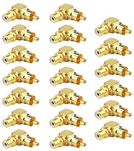 Tyatocepy 20 Paquets D'Adaptateur à Angle Droit RCA - Connecteur Plaqué ou à Mâle à 90 DegréS