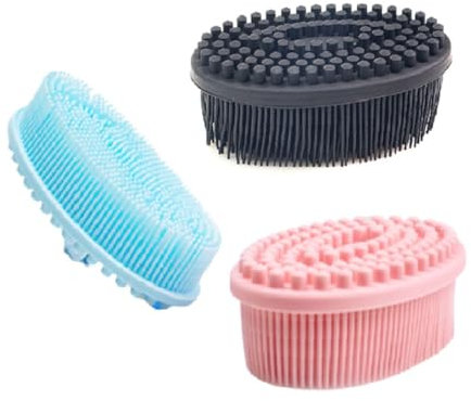 3-Pack Silicone Body Scrubber Morbido Silicone Loofah Body Scrubber Massaggio Bagno Shampoo