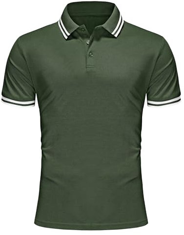 Djtnzdm Polo Hombre Manga Corta Transpirable Algodó Poliéster Piqué Ocio Básico Verano Polo Regular Fit Secado Rápido Deportiva Golf Tenis Polo XXL Verde