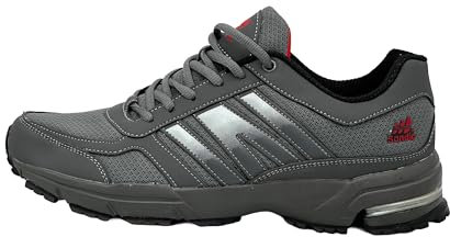 Ablovo® Herren Damen Sneaker Sportschuhe Laufschuhe Turnschuhe Runners 36-47 (Dunkelgrau-Rot, EU Schuhgrößensystem, Erwachsene, Herren, Numerisch, M, 41)