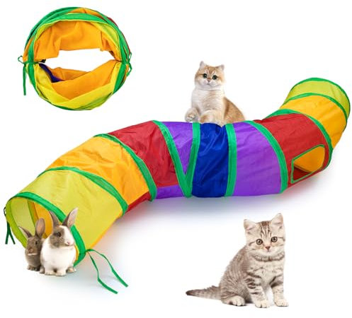 Katzentunnel Katze Spielzeug Tunnel Tube Zusammenklappbar Katzenspielzeug für Kätzchen Welpeln Kaninchen Indoor Und Outdoor (S-Colorful)