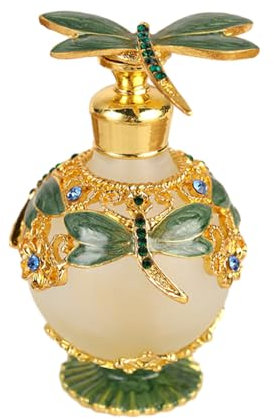 siduytin Dragonfly Perfume Bottle Refillable Wide Application Sturdy And Durable Dragonfly Decorative Glass Perfume Bottle, green