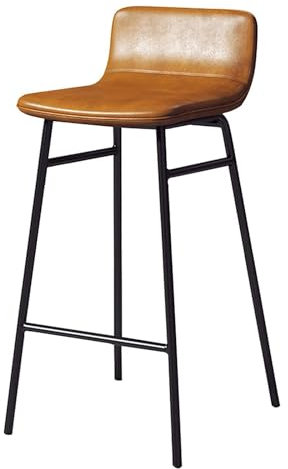 Barhocker aus Metall mit weicher Rückenlehne, Pu-Leder, höhenverstellbarer Barstuhl für Küche, Esszimmer, Möbel, Pub-Hocker (Gelb, 65 cm)