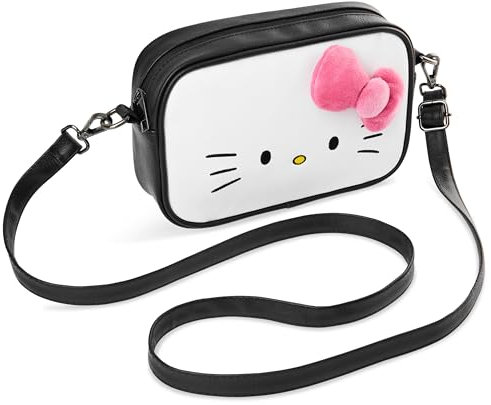 Hello Kitty Umhängetasche Shoulder Bag mit Abnehmbarem Gurt, Innenfach & Zip - Geschenke für Mädchen(Weiß)