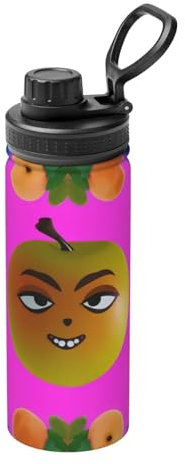 Termo deportivo con cara sonriente de frutas de 18 onzas, termo de ciclismo de acero inoxidable y material de polipropileno, termo de larga duración, a prueba de fugas