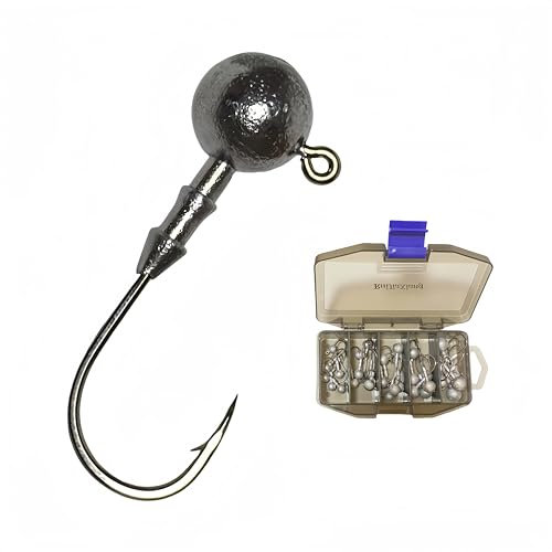 RuiJiaXiang Jig Heads Lure Kit - Soft Bait Hooks Set 30Pcs 3.5g-14g with Tackle Box for Fishing in Freshwater Saltwater