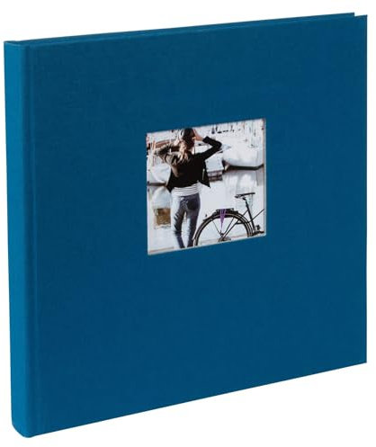 goldbuch 27 330 Bella Vista Fotoalbum mit Bildausschnitt Petrol, Erinnerungsalbum im Format 30 x 31 cm, Foto Album 60 weiße Seiten mit Pergamin-Trennblättern, Fotobuch mit Leineneinband in Blau